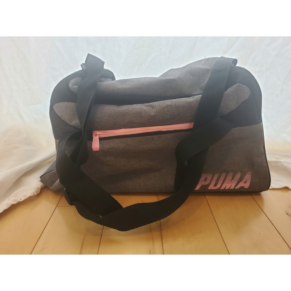 Puma Gym Duffel Bag Grey Black Pink Travel Sport Weekend Bag